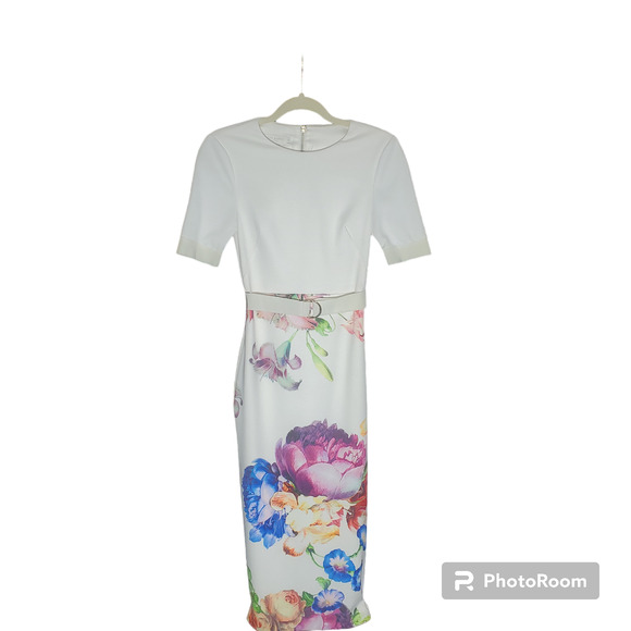 Ted Baker Bodycon Dress-White Floral Pattern - Picture 1 of 11